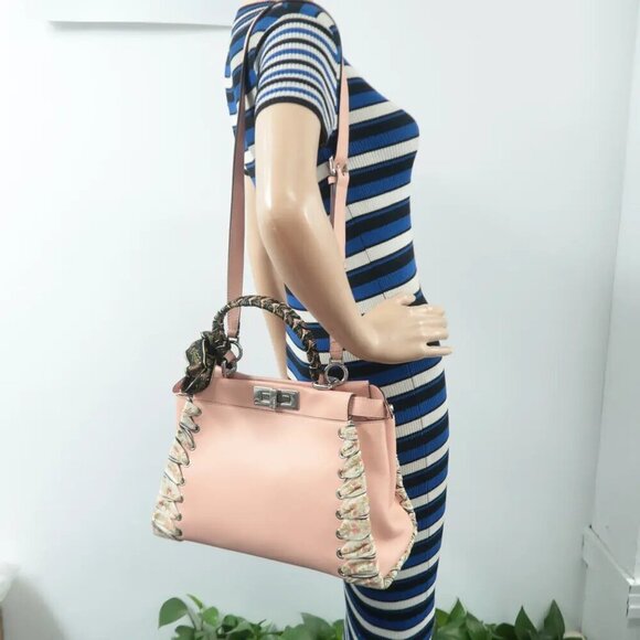 Authentic FENDI Peekaboo IseeU Pink Leather Satchel with Ribbon 1200-02202025 - Picture 12 of 12